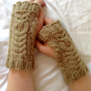 PATTERN- Fowl Weather Fingerless Owl Glove Knitting Pattern