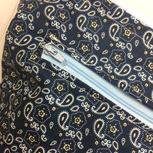 Load image into Gallery viewer, Blue Paisley Medium Large Project Bag
