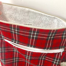 Load image into Gallery viewer, Red Gingham and Snowflake Tote Style Project Bag
