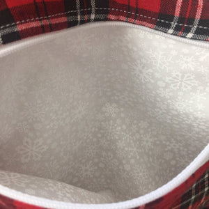 Red Gingham and Snowflake Tote Style Project Bag