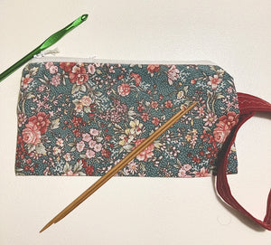 Green Floral Notions Pouch